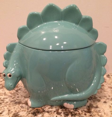 Blue Dinosaur Stegosaurus Cookie Jar Pottery Canister Sets, Cookie Jars For Sale, Antique Cookie Jar, Mccoy Cookie Jars, Dinosaur Cookie, Dinosaur Stegosaurus, Vintage Dinosaur, Dinosaur Cookies, Coil Pots