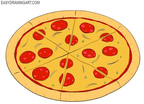 How to Draw a Pizza Pizza Drawing Easy, Pizza Drawing, Draw Food, Pizza Easy, Drawing Lesson, Classroom Art Projects, Classroom Art, Cute Food Art, Sketchbook Drawings