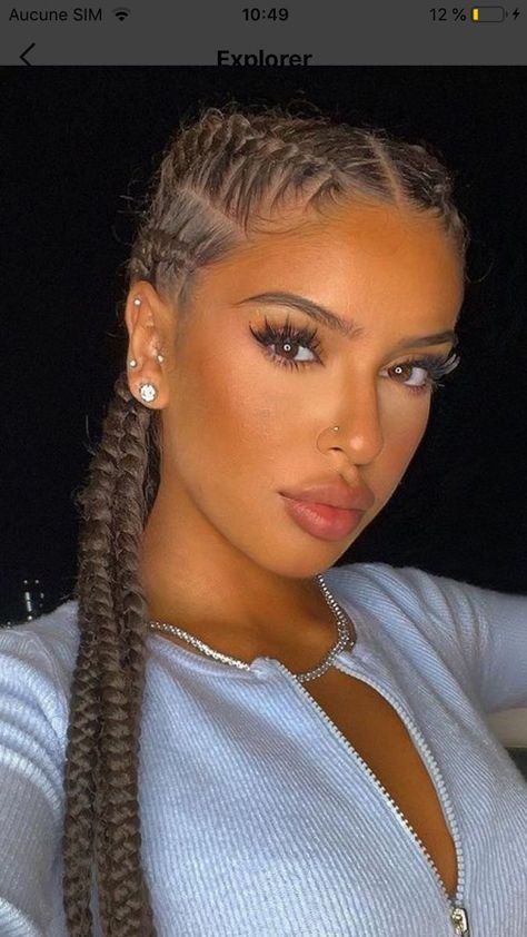 Tight Braids For White Women, Braids For Small Heads, 2 Cornrow Hairstyles, Cornrow Hairstyles For White Women, Braids Hairstyles For White Women, Corn Rows White Women, Simple Cornrow Braids, White Girl With Braids, Protective Hairstyles For White Women