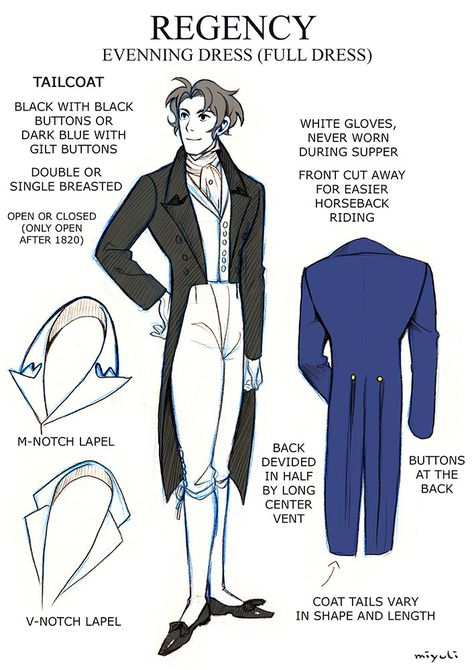 After posting my Black Tie and White Tie notes... - miyuli Regency Fashion, Fashion Guide, My Black, Poses References, Drawing Clothes, White Tie, Pride And Prejudice, Fantasy Clothing, Historical Clothing