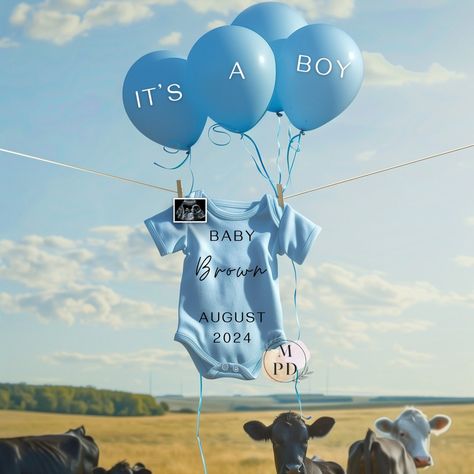 Get ready to share the joy of our baby boy's arrival with this adorable digital pregnancy announcement. Perfect for spreading the happy news with friends and family in a fun and creative way! Easy Baby Announcement Ideas, Farm Pregnancy Announcement Ideas, Farmer Gender Reveal Ideas, Farm Gender Reveal Ideas, Baby Boy Gender Announcement, Boots And Bows Gender Reveal, Farm Gender Reveal, Farm Baby Announcement, Farm Pregnancy Announcement