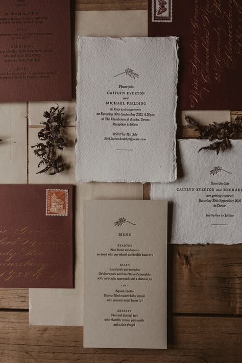 Dark Academia Wedding, Brown Wedding Invitations, Autumn Weddings, Bespoke Invitations, Foil Printing, Bespoke Wedding Invitations, Letterpress Greeting Cards, Letterpress Stationery, Brown Wedding