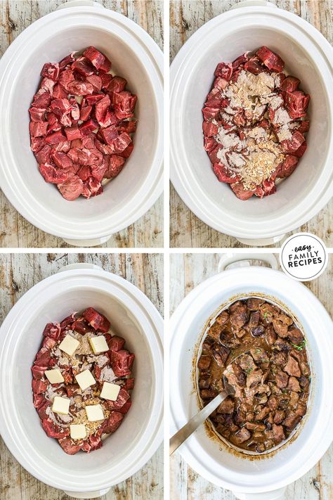 Meat Meals Dinner Tonight, Easy Slow Cooker Recipes 4 Ingredients, Steak Bites Crockpot, Easy Dinner Ideas For Family Quick, Cubed Steak Recipes, Crockpot Steak Bites, Crockpot Steak Recipes, Crockpot Steak, Steak Bites Recipe