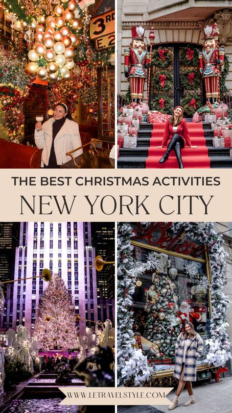 This guide covers the best Christmas activities in New York City, best Christmas bars in NYC, and the best things to do during the holidays in New York. NYC Christmas I Christmas in New York I NYC Holiday Guide Nyc Hotels During Christmas, New York Itenary Christmas, Nyc Christmas Itinerary, Christmas In Nyc Outfits, Nyc Christmas Outfit, Christmas In New York Outfits, Things To Do In December, Nyc Xmas, Christmas Bars