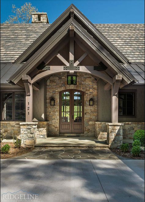 Veranda Design, Mountain Home Exterior, Lake Houses Exterior, Lake Keowee, Front Porch Design, Mountain House Plans, Lake House Plans, Front Entrance, Mountain Homes