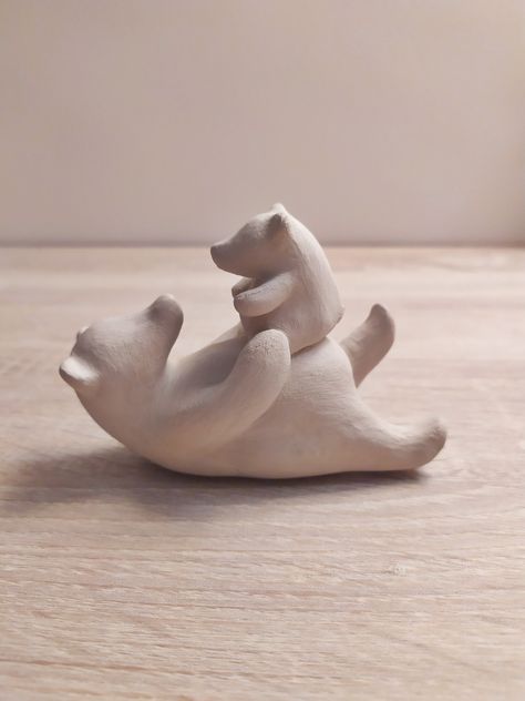 Original Design by MIOLA Ceramics Handmade Figure of Polar Bears Playing. All figures available on our Etsy Shop. Ceramic Cute Animals, Cute Ceramic Animals, Ceramic Figures Animals, Pottery Animals Handbuilt, Small Clay Figures Ceramics, Ceramics Figures, Ceramic Animals Sculpture, Clay Animals Sculpture, Animals Ceramics