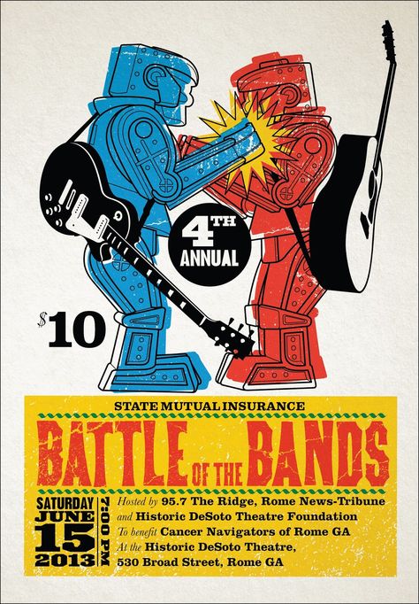 Battle of the Band poster by Billy Davis Band Competition Poster, Battle Of The Band Poster, Rap Battle Poster, Fundraiser Poster Ideas, Reunion Design, Battle Of The Bands, Disco Aesthetic, Concert Poster Design, Girl Film