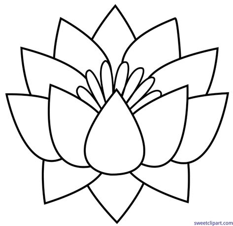 Sweet Clip Art - Cute Free Clip Art and Coloring Pages Lotus Flower Outline, Lotus Flower Images, Lotus Flower Drawing, Lotus Drawing, White Lotus Flower, Line Art Flowers, Flower Line Drawings, Drawing Png, White Png