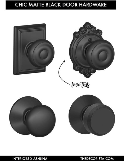 Weekend decorating idea: matte black door knobs — The Decorista Matte Black Door Knobs, Black Door Knob, Diy Door Knobs, Matte Black Door, Painting Hardware, Black Door Hardware, Black Door Knobs, Beast Movie, Interior Door Knobs