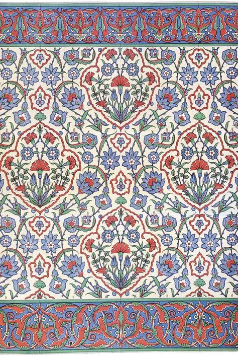 Islamic wall tiling decoration, 16th century (The Textile Blog) Islamic Decoration, Patterns Illustration, Islamic Tiles, Turkish Tile, Islamic Patterns, Persian Motifs, Turkish Art, Islamic Design, Game Pictures