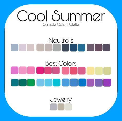 Color Analysis Summer, Cool Summer Palette, Cool Winter Color Palette, Soft Summer Palette, Dark Summer, Soft Summer Colors, Color Symbolism, Winter Color Palette, True Winter