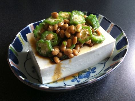 Okra & Natto – Hiroko's Recipes Natto Recipe, Pinterest Food, Spring Onion, Okra, Japanese Food, Noodles, Mustard, Healthy Food, Healthy Recipes