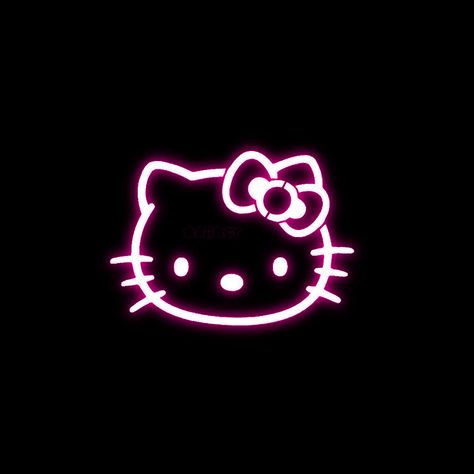 Hello Kitty Widget Icons Black And Pink, Dark Hello Kitty Widget, Hello Kitty Neon Wallpaper, Black Hello Kitty Widget, Dark Hello Kitty Icons, Neon Hello Kitty Icon, Neon Pink Hello Kitty, Pink App Icon Hello Kitty, Hello Kitty Dark Aesthetic