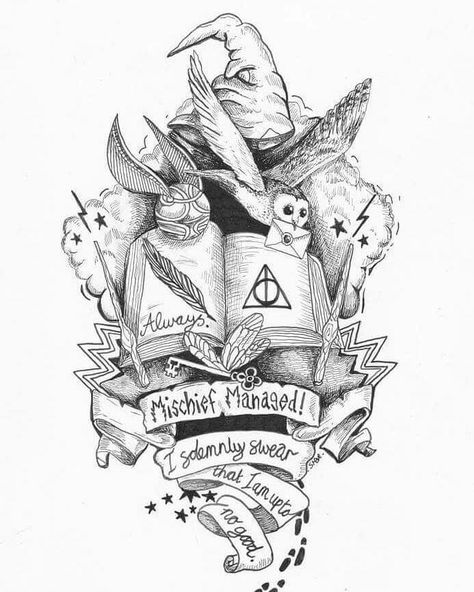 Harry Potter Tattoo Sleeve, Harry Potter Sketch, Harry Tattoos, Imprimibles Harry Potter, Hp Tattoo, Art Harry Potter, Harry Potter Art Drawings, Potter Tattoo, Harry Potter Tattoos