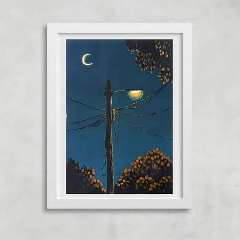 Night lights Gouache painting by me Night Lamp Painting, Gouache Night Painting, Fairy Light Painting, Night Aesthetic Drawing, Night Painting Aesthetic, Night Aesthetic Painting, Lamp Painting Ideas, Street Lamp Painting, Aesthetic Gouache Art