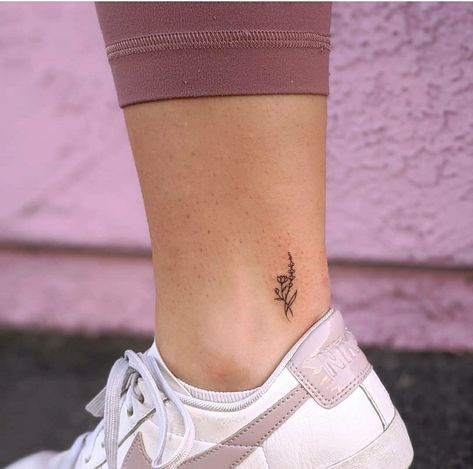 Small Flower Tattoo Ankle, Flower Tattoo On Ankle For Women, Teeny Tattoos, Micro Ankle Tattoo, Simple Flower Ankle Tattoo, Tulip Tattoo On Ankle, Small Ankle Tattoos For Women Meaningful, Dainty Ankle Tattoos, Tiny Tattoos Ankle