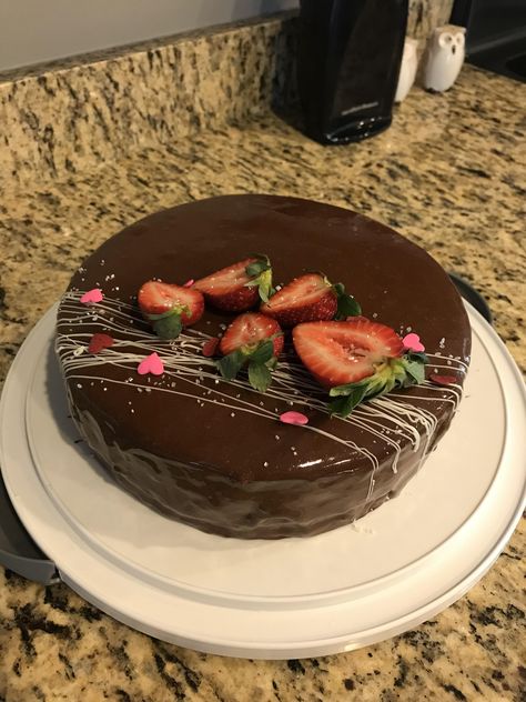 [homemade] chocolate cake strawberry gelatin chocolate mousse layered with a (bubbly) chocolate mirror glaze. Cake With Gelatin, Bubbly Chocolate, Chocolate Cake Strawberry, Strawberry Gelatin, Fruit Cake Design, Mousse Cake Recipe, Mirror Glaze Cake, Cake Strawberry, Homemade Chocolate Cake