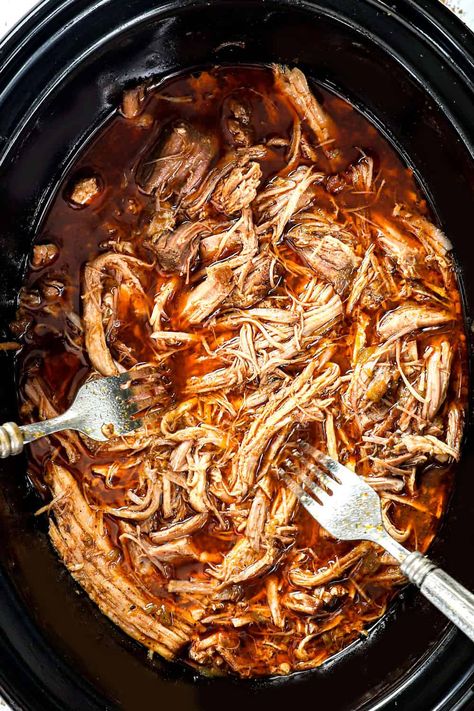 BBQ Pulled Pork - Carlsbad Cravings Beer Pulled Pork, Bbq Pulled Pork Slow Cooker, Pulled Pork Recipe Slow Cooker, Crock Pot Pulled Pork Recipe, Recipe Slow Cooker, Beer Recipe, Pulled Pork Recipe, Crockpot Pulled Pork, Carlsbad Cravings