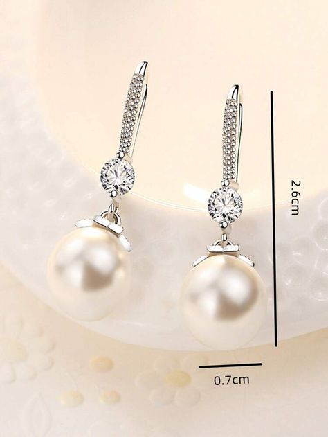 Silver Pearl Drop Earrings, Feminine Earrings, Daily Jewelry, Classic Earrings, Cz Pendant, Pearl Earring, Free Earrings, Trendy Earrings, Hanging Earrings