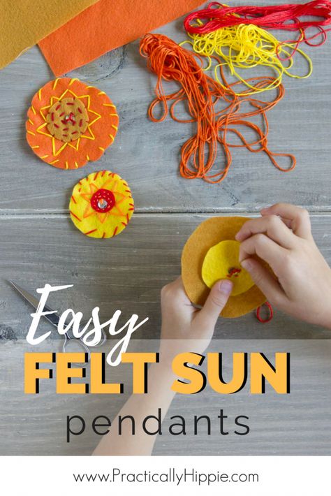 Handcraft For Kids, Felt Sun, Witchy Diy, Sun Crafts, Easy Kid Activities, Solstice Celebration, Waldorf Crafts, Sun Pendant, Indoor Fun