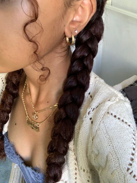 Curly Two Braids Hairstyle, Two Braids On Curly Hair, Curly Hair Winter Hairstyles, Pigtail Braids Curly Hair, Pigtails Braids Aesthetic, Pigtail Braids Aesthetic, Two Braids Curly Hair, Curly Hair Pigtail Braids, Curly Hair In Pigtails