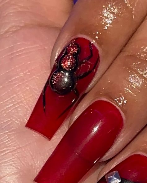 time for the spooky sets 🕷️ .. .. .. #nailtech #nails #halloween #october #nailart #red #rednails #longnails #trendingreels #trending #trend #insponails #explore #wylienails #sachsenails #planonails #dallasnails Nails Halloween October, Spooky Sets, Nailart Red, Nails Halloween, Nail Tech, Halloween Nails, Red Nails, Long Nails, Nail Art