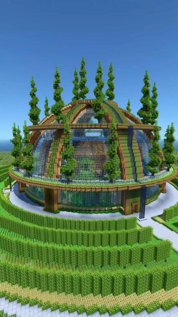 How To Build A Mountain In Minecraft, Minecraft Sundial, Circular Minecraft Builds, Minecraft Sunken Ship Build, Minecraft Circle Tower, Minecraft Circular Base, Minecraft Circle Farm, Solarpunk Minecraft Builds, Minecraft Big Base Ideas