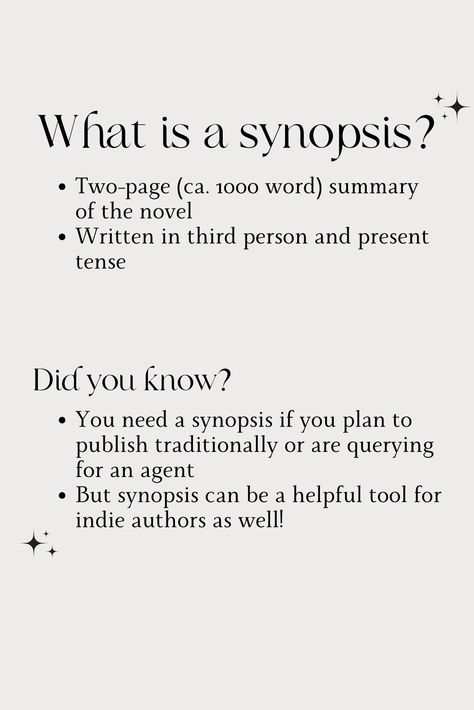 Struggling to write a synopsis for your novel? If you're planning to traditionally publish your novel, you need a synopsis when you query for an agent, but synopsis can also be a helpful tool for an indie author planning to self-publish. Swipe through the carousel to read my tips for writing a novel synopsis and the template I used for the synopsis of my current writing project. How To Write A Synopsis, Synopsis Example, Synopsis Template, Writing Outline, Writing A Novel, Story Tips, Author Marketing, Tips For Writing, Writing Book