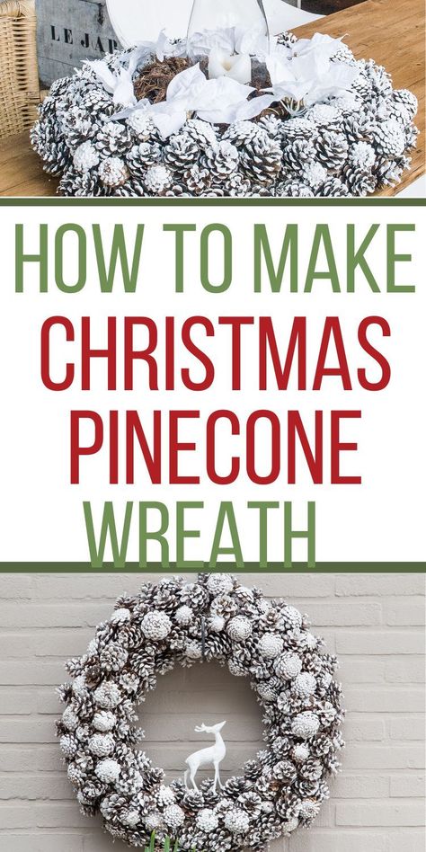 Christmas Pine Cone Wreaths Diy, Pine Cone Wreaths For Front Door, Pine Cone Wreath Diy How To Make, How To Make A Pine Cone Wreath, Pine Cone Christmas Wreath Diy, Diy Pinecone Wreath Christmas, Pine Cone Christmas Wreath, Diy Christmas Decorations Pine Cones, Christmas Wreath With Pinecones