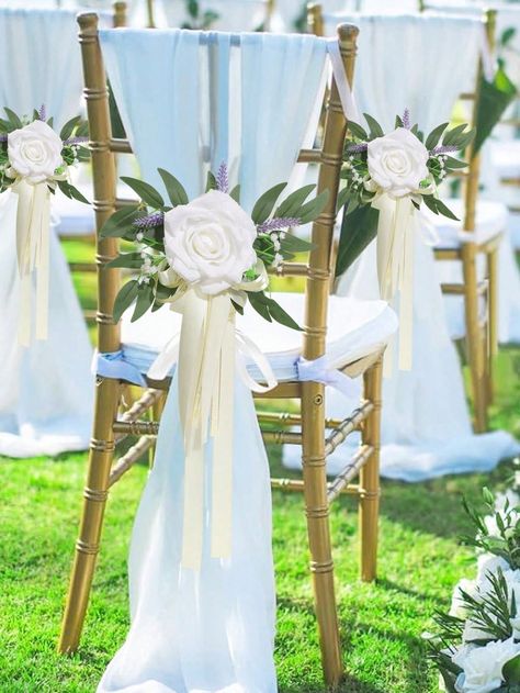 1PC Wedding Chair Back Flower And Wedding Car Flower Artificial Rose Starry Lavender Wedding Aisle Chair Decoration Backrest Flower Outdoor Wedding Aisle Decoration Chair Back Flowers, Wedding Photography Props Chair Back Decoration Flowers Wedding Supplies Multicolor    Fabric    Winter,All,Spring/Summer/Fall Wedding & Event, size features are:Bust: ,Length: ,Sleeve Length: Spring Wedding Aisle Decor, Chair Wedding Decorations, Wedding Chairs Ceremony, Flower Outdoor Wedding, Wedding Decorations Yellow, Outdoor Wedding Chairs, Outdoor Wedding Aisle, Wedding Aisle Decoration, Wedding Aisle Outdoor