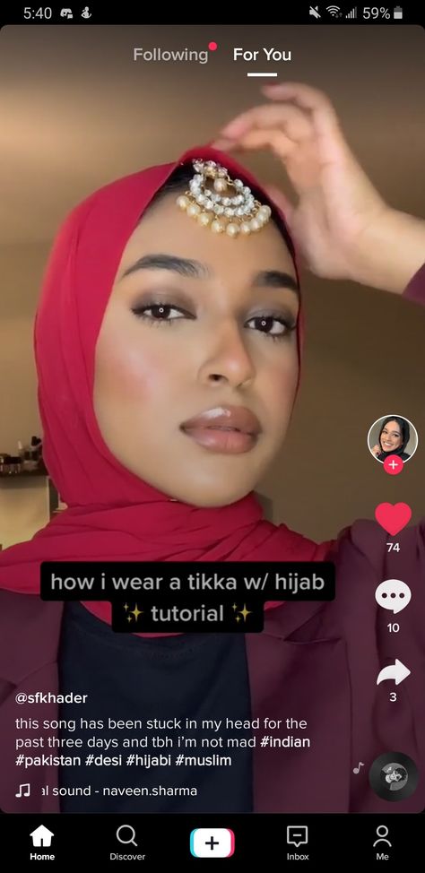 Tikka With Hijab, Hijab With Tikka, Stuck In My Head, Hijab Tutorial, Hijab Fashion, Modest Fashion, The Past, Hair Styles, Weddings