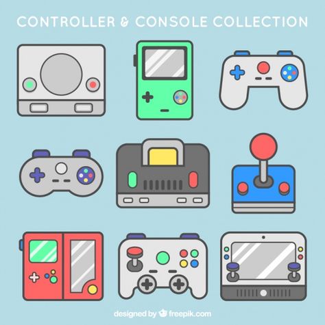 Video Game Controller and Console Collection - Gamer - Art ~ Free Vector Games To Play On Iphone, Game Controller Art, Game Controllers, Game Themes, Video Game Controller, Retro Video Games, Game Icon, Star Citizen, Game Boy