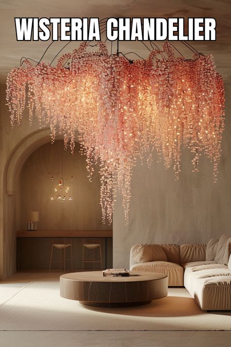 Elevate your home décor with the timeless allure of wisteria chandeliers! ✨ Add a touch of elegance and whimsy to any space. #WisteriaChandeliers #HomeDesign #InteriorInspiration Small Space Chandelier, Nature Inspired Chandelier, Diy Chandler Ideas, Unique Chandeliers Dining Room, Southwestern Chandelier, Wisteria Ceiling, Fantasy Chandelier, Wisteria Chandelier, Decorating Chandeliers