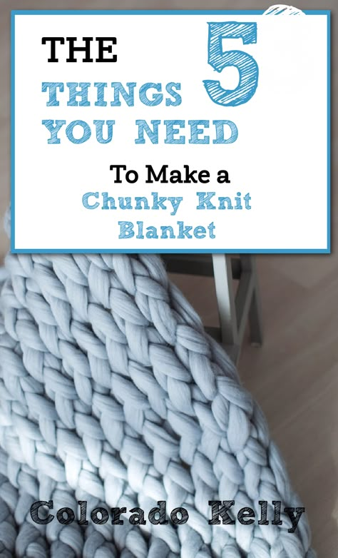 The 5 things you need to make a chunky knit blanket.  An easy DIY! Diy Knitted Chunky Blanket, Large Yarn Blankets, How Much Yarn For Hand Knit Blanket, Chunky Woven Blanket, Tight Knit Chunky Blanket, How To Make A Chenille Blanket, How Much Yarn For A Chunky Knit Blanket, How To Knit A Chunky Throw Blanket, Chunky Knit Blanket Instructions