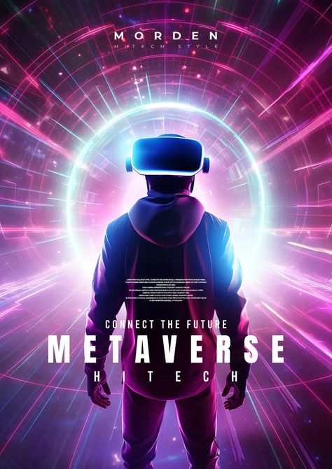 Vr Virtual Reality Technology Science And Laser Light Effect Metaverse Promotional Poster#pikbest#Templates#Poster Vr Poster Design, Metaverse Poster Design, Game Banner Design Poster, Technology Event Poster, Metaverse Poster, Virtual Reality Poster, Technology Poster Design, Game Poster Design, Technology Graphics