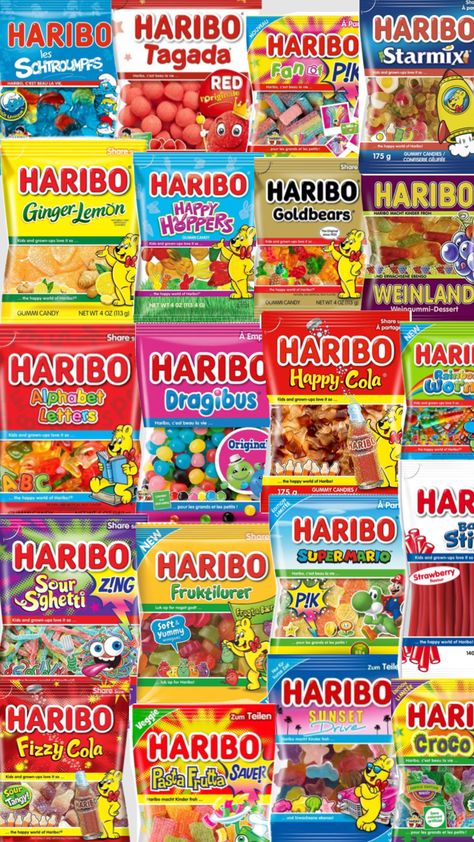 #haribo Haribo Aesthetic, Haribo Sweets, Haribo Candy, Jelly Belly Beans, Oreo Fudge, Online Candy Store, Candy Collection, Sleepover Food, Boo Basket