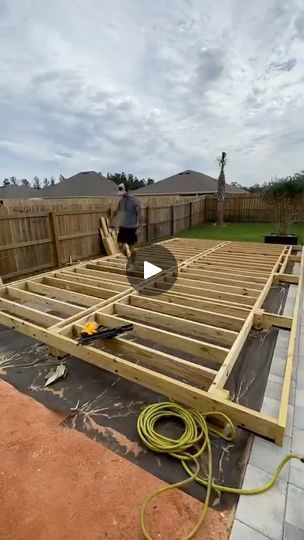 is it CHEAPER to BUILD a DECK (diy style) or to HIRE a CONTRACTOR | is it CHEAPER to BUILD a DECK (diy style) or to HIRE a CONTRACTOR?  #deck #deckbuilding #deckdesign #decking #carpentry | By Designs by Donnie | Is it cheaper to build your own
deck, DIY style, or to hire a contractor? Let's find out. But
why go small when we can go huge and save more money. Oh
yeah, in the space, this is where we're going to build it.
Starting with the layout lines, we're going to get this baby
nice and square. Before I go over the price quotes from
contractors and the cost breakdown to go the DIY route?
I wanted to take a beat and explain why I've been DIYing so
many outdoor projects lately. You see, Last year, we bought
this house and it was a boring builder-grade home although we
loved it but basically How To Build A Deck, Back Deck Ideas, Low Deck Designs, Backyard Deck Ideas, Deck Patterns, Deck Diy, Build A Deck, Floating Deck, Deck Construction