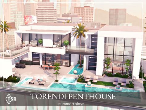 Sims 4 Modern Mansion Luxury, Sims Penthouse Ideas, Sims 4 Penthouse Layout, Sims 4 San Myshuno Penthouse, Sims 4 Penthouse No Cc, Penthouse Apartment Sims 4, Sims 4 Luxury Apartment Cc, Cc Apartment Sims 4, The Sims 4 Case