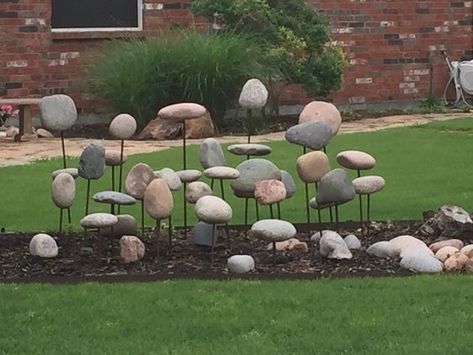 Rock Display, Slope Landscaping, Mailbox Garden, Landscaping With Large Rocks Front Yard, Landscaping With Large Rocks Natural, Garden Rock Art, Landscaping With Boulders, Rock Sculpture, Landscaping With Large Rocks