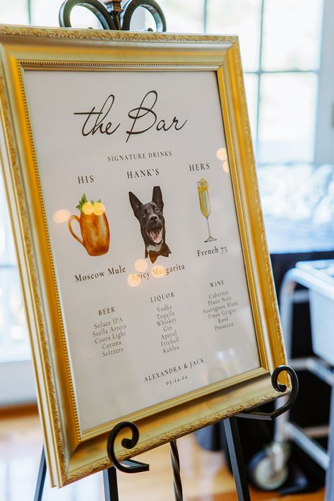 Golf Wedding, French 75, Spicy Margarita, Stella Artois, Pinot Grigio, Coors Light, Signature Drinks, Dog Wedding, Signature Cocktail