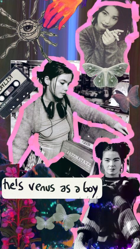 Bjork Debut, Venus As A Boy, Inspo Poses, Music Collage, E Boy, 90s Music, Music Artwork, She Song, Music Tv