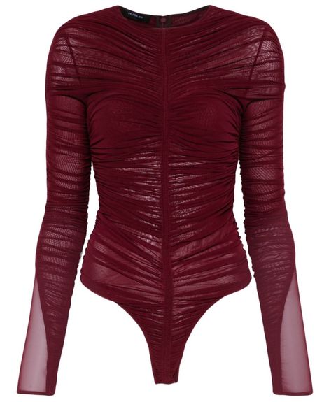 MARTY SIMONE • LUXURY LINGERIE - Mugler | vampire red sheer ruched bodysuit | Fall... Marty Simone, Fall Bodysuit, Sheer Bodysuit, Classy Chic, Luxury Lingerie, Indie Brands, Exclusive Fashion, Stage Outfits, Fashion Flats