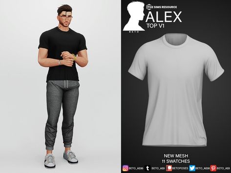 The Sims Resource - Alex (Top V1) Sims 4 White Shirt Male, Sims 4 Cc Sims Resource Men, Sims 4 Male Open Shirt, Sims 4 Men Clothing T Shirts, The Sims Resource Sims 4 Clothing Male, Male Shirt Cc Sims 4, Sims 4 T Shirt Male, Sims 4 Cc Tshirt Men, Sims 4 Cc Tank Top Male