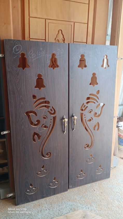 Pooja Unit Door Design, Design For Temple, Tv Lounge Design, Home Temple Design, Arch Designs For Hall, Pooja Door Design, Pooja Unit, Pooja Door, Sliding Door Wardrobe Designs