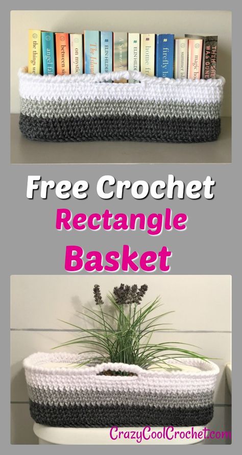 Crochet Shallow Basket, Crochet Pattern Rectangle Basket, Crochet Basket For Bathroom, Crochet Large Square Basket Pattern Free, Crochet Large Rectangle Basket Pattern Free, Crochet Rectangular Basket Pattern Free, Crochet Basket Beginner, Things To Crochet For Your Home, Crochet For Home Free Pattern