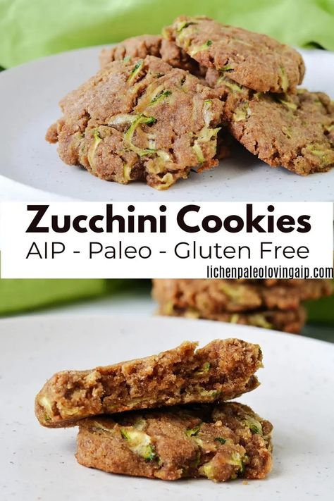 Zucchini Cookies (AIP/Paleo/Gluten Free) Aip Zucchini, Paleo Zucchini Recipes, Zucchini Cookie Recipes, Aip Cookies, Aip Treats, Aip Foods, Aip Baking, Zucchini Cookies, Vegan Breads