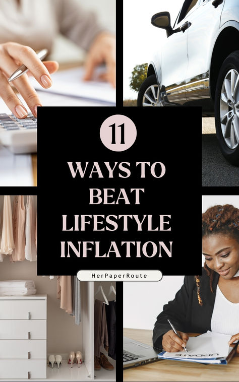 Is lifestyle inflation ruining your financial goals? It starts with something positive. A pay raise. A new side hustle is taking off. Suddenly, there’s more money in the bank. But maybe, despite the income increase, you look at your budget every month to find that you’re out of money far too quickly, and you aren’t sure why. The answer is lifestyle inflation. I’ll talk about what it is, why you don’t want it, and how to beat it with these 11 ideas. Lifestyle Inflation, Income Increase, Wealth Planning, Something Positive, Pay Raise, Personal Finance Tips, Beat It, Money Budgeting, Money In The Bank