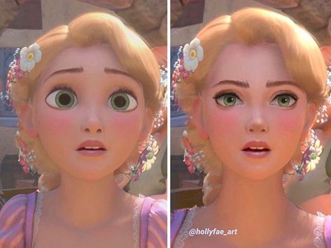 Artist Shows What 10 Disney Princesses Would Look Like With Realistic Proportions Drawing Realistic Disney Princesses, How To Look Like Rapunzel, Disney Proportions, Disney Realistic Art, Disney Vs Realism Art, Disney Reimagined, Realistic Disney Princess, Jasmine Images, Elsa Images