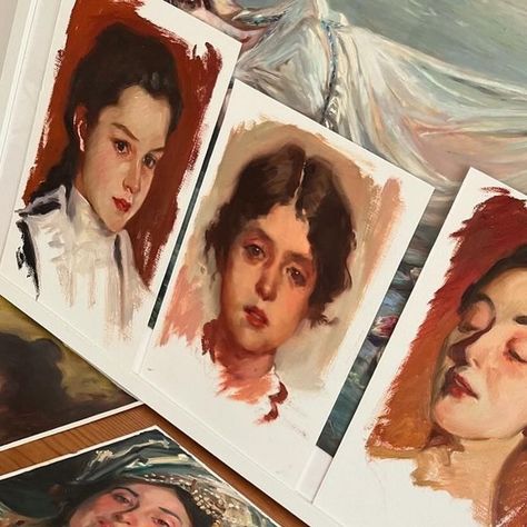 Misa on Instagram: "Master portrait studies. *The old post was accidentally deleted, so I’m reposting it again🙏  #oilpainting#johnsingersargent#DomenicoMorelli" Painting Practice Reference, Famous Portraits Painting, Old Famous Paintings, Old Art Work, Old Masters Paintings, Museum Paintings, Master Study, Portrait Studies, Awesome Drawings