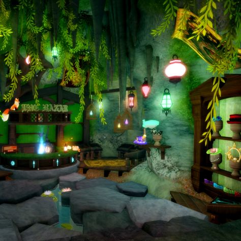 5 aesthetic screenshots from the game on ROBLOX called - Springs Rock (Showcase). I love the colours.. they looks so pretty! Cave Bloxburg, Roblox Studio Ideas, Roblox Studio Builds, Roblox Builds, Rh Dorm, Greenhouse Base, 5 Aesthetic, Castle House Design, Lobby Ideas